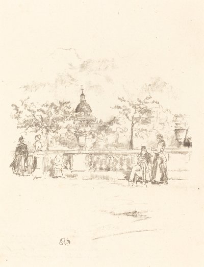 A Pantheon, a Luxembourg Gardens teraszáról, 1893. alkotó: James Abbott McNeill Whistler