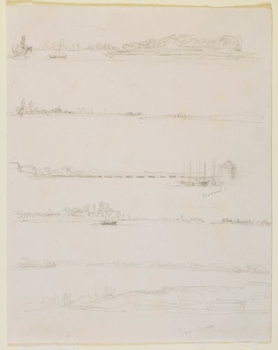 A Rajna, Worms és Oppeheim közelében, 1858. alkotó: James Abbott McNeill Whistler
