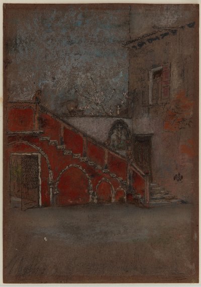 A lépcsőház: Vörös jegyzet, 1880 (kréta és pasztell barna papíron) alkotó: James Abbott McNeill Whistler