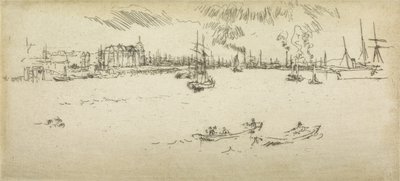 Tilbury, egy tizenkét rézkarcból álló sorozatból, The Naval Review, 1887 alkotó: James Abbott McNeill Whistler
