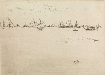 Csapathajók, egy tizenkét rézkarcból álló sorozatból, The Naval Review, 1887 alkotó: James Abbott McNeill Whistler