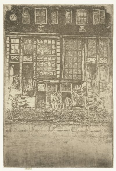 Két csatornaház Amszterdamban Hímzett függöny alkotó: James Abbott McNeill Whistler