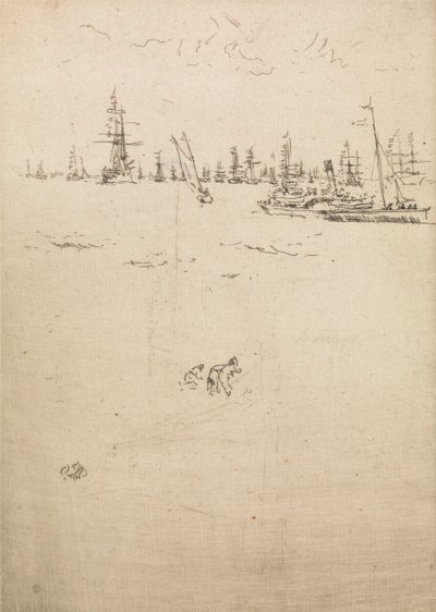 Visitors Boat, egy tizenkét rézkarcból álló sorozatból, The Naval Review, 1887 alkotó: James Abbott McNeill Whistler