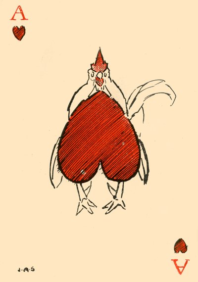 A testes Chanticleer, a szívek ászából, 1910. alkotó: James Affieck Shepherd