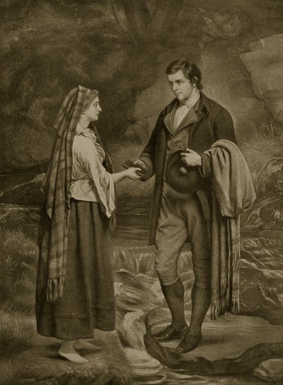 Robert Burns és Highland Mary eljegyzése, 1785, illusztráció a "Hutchinson