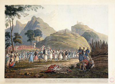 Ghoorkas gyűlése, 1820 alkotó: James Baillie Fraser