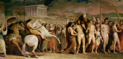 A győztesek megkoronázása Olimpiában, Az emberi kultúra és tudás fejlődése sorozat harmadik része, a Diagorast bemutató központi panel részlete, 1777-1801 körül (lásd: 101472, 101473 és 101475) alkotó: James Barry
