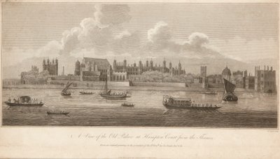 Kilátás a Hampton Court régi palotájára a Temzéről alkotó: James Basire