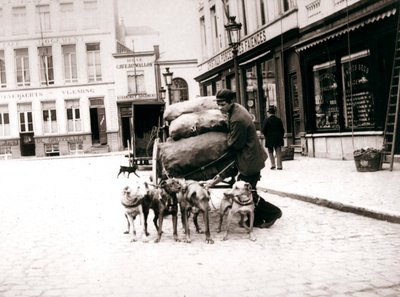Ember kutyakocsival, Antwerpen, 1898 alkotó: James Batkin