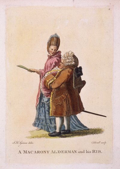 „Egy macarony alderman és a bordája”, 1770 alkotó: James Caldwall