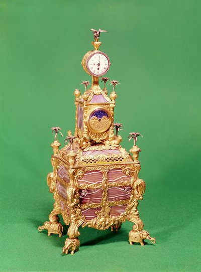 III. György zenei óra asztali óra, 1766 körül (ormolu, ezüst és achát) (lásd még: 829810) alkotó: James Cox