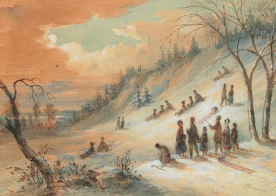 Szánkózás egy domboldalon, Montreal közelében alkotó: James D. Duncan