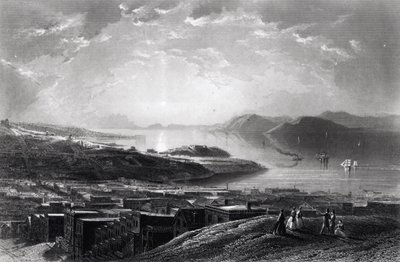Golden Gate, a Telegraph Hillről, a "Picturesque America"-ból, William Cullen Bryant, metszett: Edward Paxman Brandard (1819-98) 1873 körül alkotó: James David Smillie