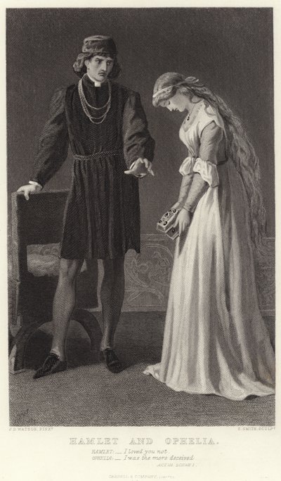 Hamlet és Ophelia, III. felvonás, I. jelenet alkotó: James Dawson Watson