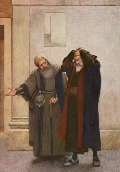 Shakespeare A velencei kalmár című műve: Shylock és Tubal (színes litográfia) alkotó: James Dromgole Linton