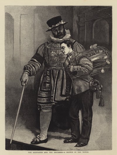 A Beefeater és a dobos, egy vázlat a toronyban alkotó: James Dromgole Linton