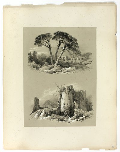 Frejus és Pennard kastély, a Festői válogatásokból alkotó: James Duffield Harding