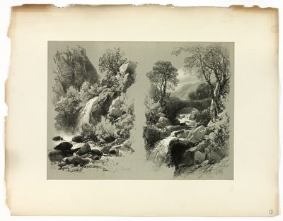 Lady Fall, Vale of Heath és Fall on the Brent, a Picturesque Selections-ból alkotó: James Duffield Harding