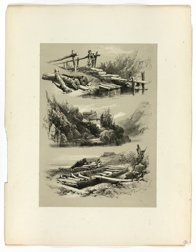 Uri és Brunnen-tó, a Festői válogatásokból alkotó: James Duffield Harding