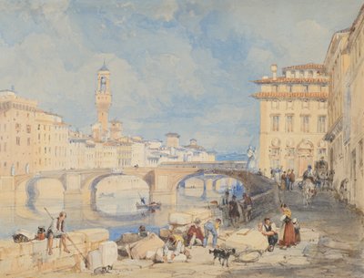 Ponte Santa Trinità, Firenze, 1832 előtt. alkotó: James Duffield Harding