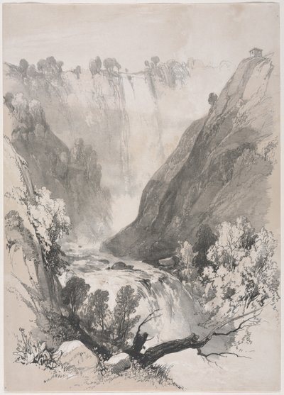 Vázlatok itthon és külföldön: Terni vízesése, 1830. alkotó: James Duffield Harding