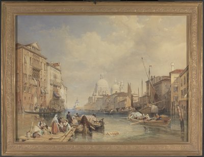 Canal Grande, Velence, 1835 (wc, testszín, toll, tinta és ceruza a táblára fektetett papíron) alkotó: James Duffield Harding