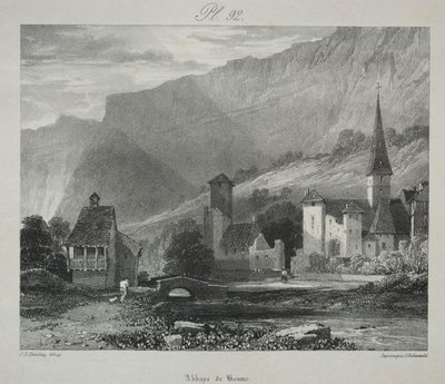 Festői és romantikus utazások az ókori Franciaországban. Franche Comté: Baume-i apátság, Baume-les-Messieurs alkotó: James Duffield Harding