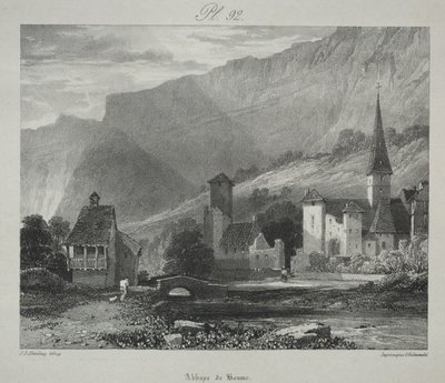 Festői és romantikus utazások az ókori Franciaországban. Franche Comté: Baume-i apátság, Baume-les-Messieurs alkotó: James Duffield Harding