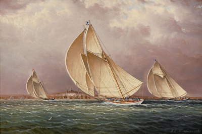 Jachtozás a bostoni kikötőben alkotó: James E. Buttersworth