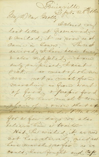 James E. Love (Louisville) levele Mollynak, 1862. szeptember 28-30. alkotó: James Edwin Love