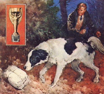 Pickles, a világbajnokság kutyája (színes litográfia) alkotó: James Edwin McConnell