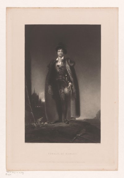 John Philip Kemble portréja, mint Hamlet alkotó: James Egan