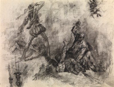 Don Quijote (kréta és fekete kréta papíron) alkotó: James Ensor