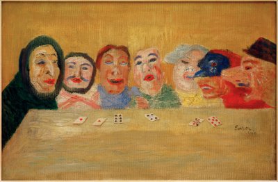 Kártyajáték maszkok alkotó: James Sidney Ensor