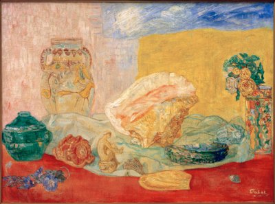 Tengeri kagylók, rózsák és vázák alkotó: James Sidney Ensor