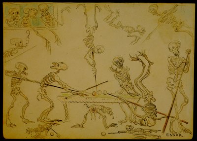 Skelette beim Billardspielen alkotó: James Ensor