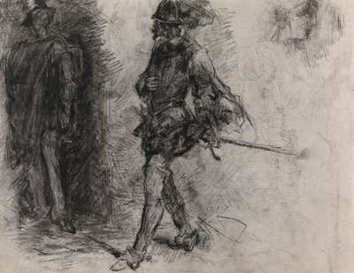 Árnyékban álló spanyol férfi, egy másik férfi és egy profilból látható fej alkotó: James Ensor