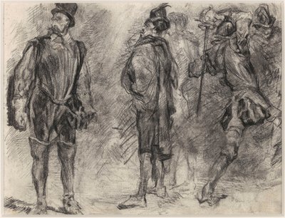 Három spanyol katona, egyikük karddal a kezében alkotó: James Ensor