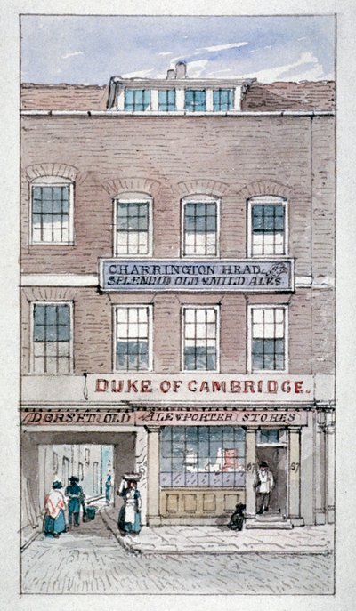 Kilátás a Duke of Cambridge Tavernre, Shoe Lane, London városa, 1840. alkotó: James Findlay