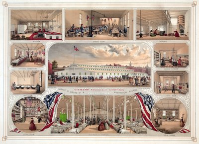 A philadelphiai Citizens Volunteer Hospital posztere, pub. 1862 alkotó: James Fuller Queen
