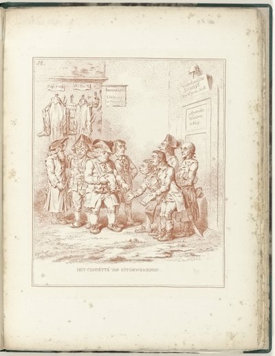 Kivándorlók Bizottsága, 1795 A Menekültügyi Bizottság (a tárgy megnevezése) Hollandia Regenerata (sorozat címe) alkotó: James Gillray (possibly)