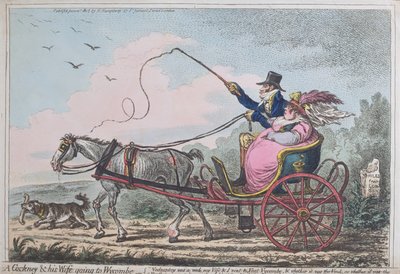 Egy Cockney és felesége Wycombe-ba megy, Hannah Humphrey adta ki 1805-ben (kézzel színezett rézkarc akvatintával) alkotó: James Gillray