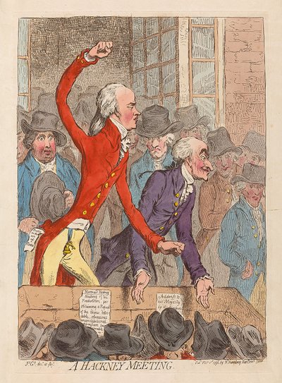 Hackney Találkozó, kocsma. 1796 (kézzel színezett metszet) alkotó: James Gillray
