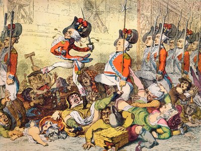 Egy menet a bankba, 1787 alkotó: James Gillray