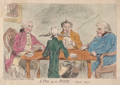 Disznó a bökkenőben, whist, whist, kocsma. 1788 (kézzel színezett metszet) alkotó: James Gillray