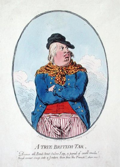 Egy igazi brit kátrány, Hannah Humphrey adta ki 1795-ben (kézzel színezett rézkarc) alkotó: James Gillray