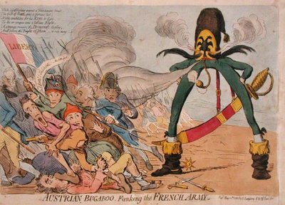 Osztrák Bugaboo Funking the French Army, kiadta Hannah Humphrey 1795-ben (kézi színezett metszet) alkotó: James Gillray
