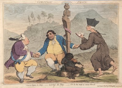 Összefogás Tánc, kocsma. 1785 (kézzel színezett metszet) alkotó: James Gillray