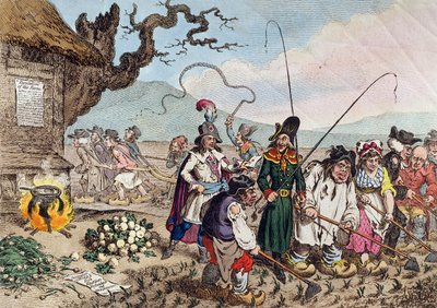 A sikeres francia invázió következményei, avagy Megtanítjuk de angol republikánusokat dolgozni alkotó: James Gillray