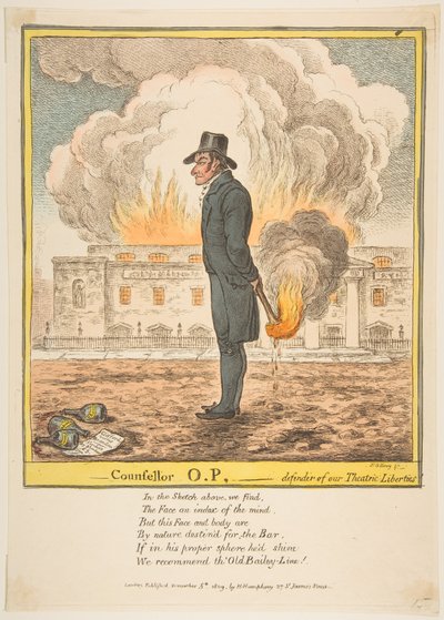 O.P. tanácsos – Színházi Szabadságaink Védelmezője, 1809. december 5. alkotó: James Gillray